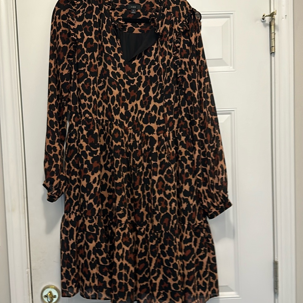 JCREW leopard print peasant dress
